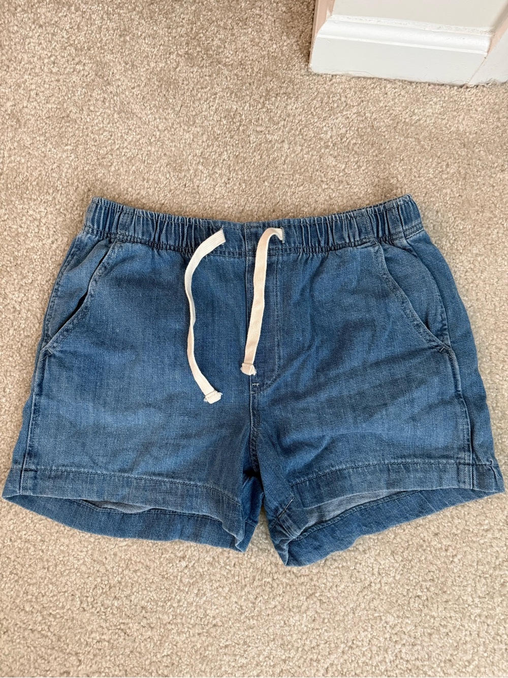 GAP Denim-Style Drawstring Shorts - Blue with Cream Tie